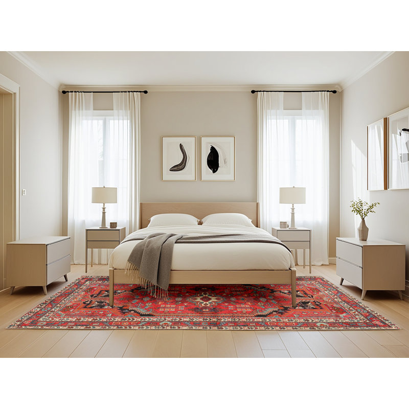Tapis traditionnel rouge / noir Bathampton, Rectangle 5 pi x 8 pi