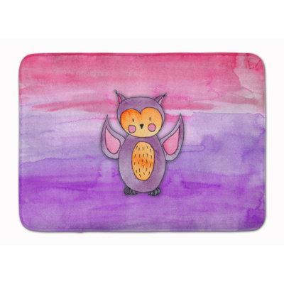 Tapis pour salle de bain en mousse à mémoire hibou aquarelle Zachary