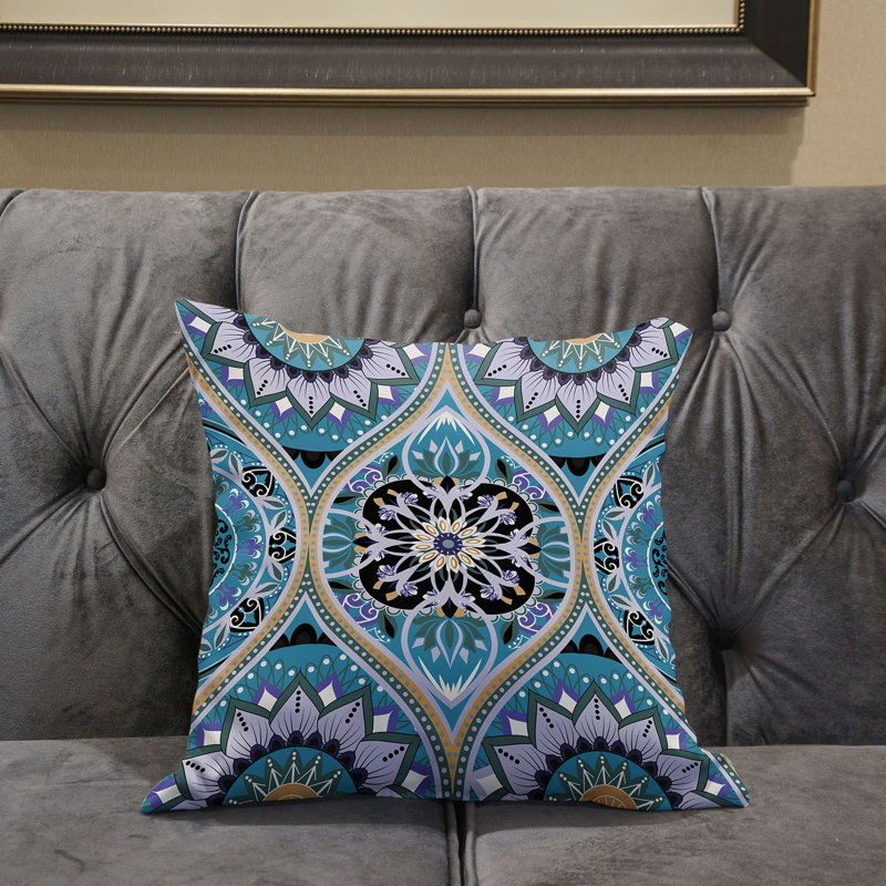 Housse et insert de coussin décoratif en polyester, 16 po x 16 po, Menthe / noir