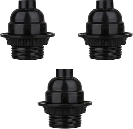 Vintage E27 Black Edison Screw Lamp Holder Bulb Socket, Heat Resistant Light Fitting for Pendant Lights and LED Filament Bulbs