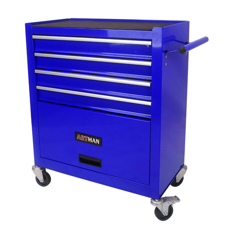 Chariot à outils multifonctionnel avec 4 roulettes, Bleu
