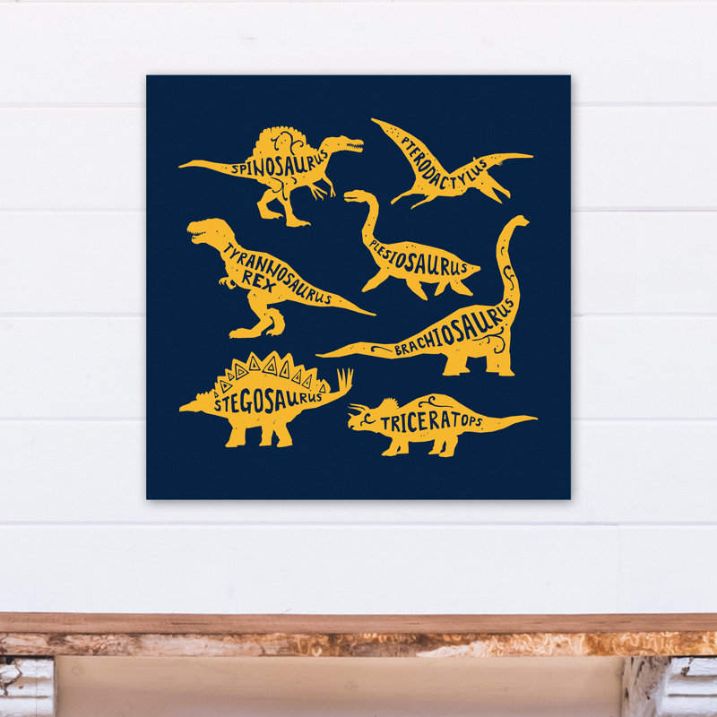 Art sur toile dino names Amapola, H 24 po x l 24 po x P 1,25 po, Bleu marine et jaune