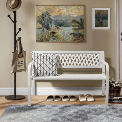 47 in. Black Iron Outdoor Bench
