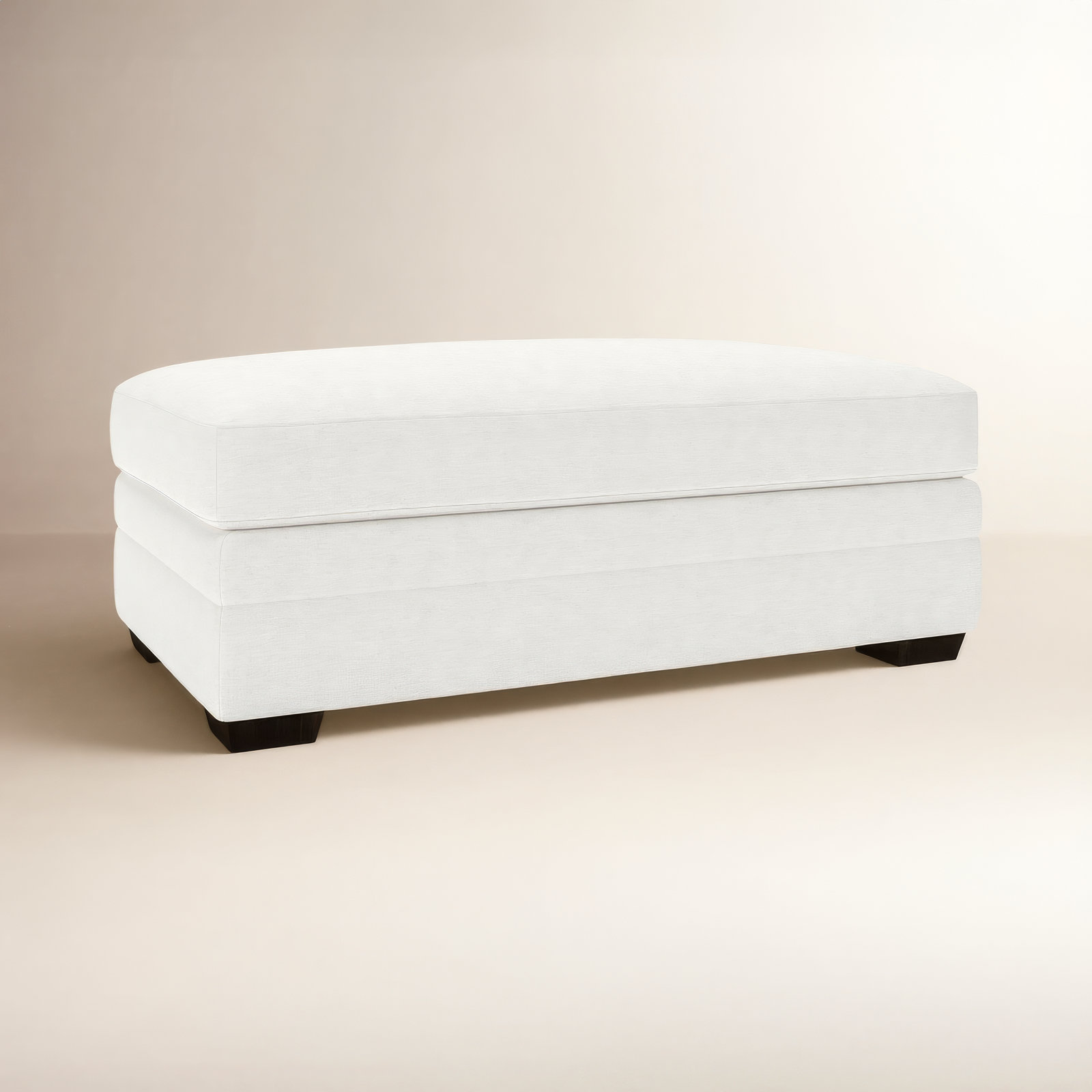 Edan Upholstered Ottoman, Nomad Snow Crypton® Chenille