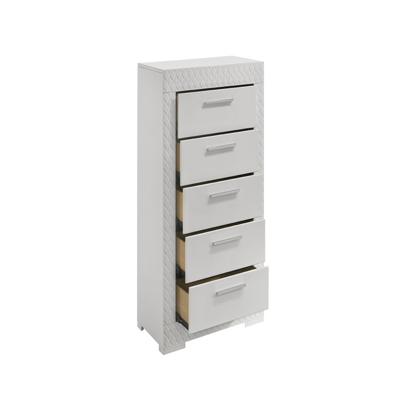 Commode 5 tiroirs de style moderne en bois blanc