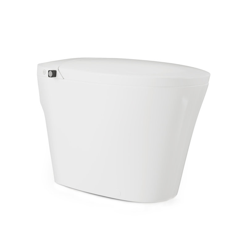 Hugo H Power Flush Tankless Toilet 7" Back Outlet 1 GPF Non-Electric Toilet With Integrated Tank And Manual Bidet In Glossy White