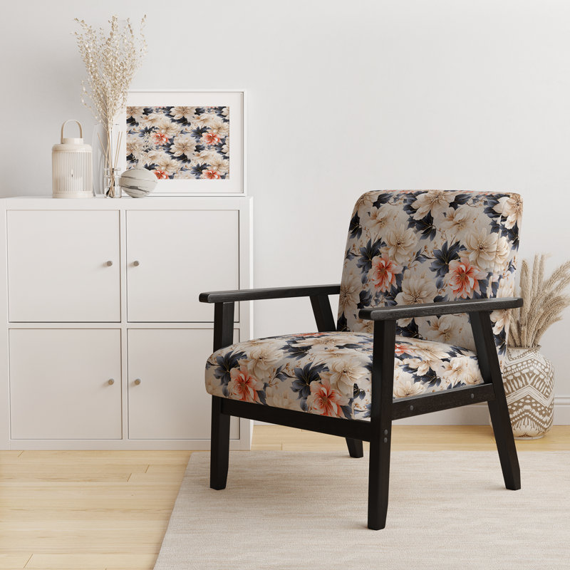 Fauteuil d'appoint rembourré Coastal Tranquil Florals Collage