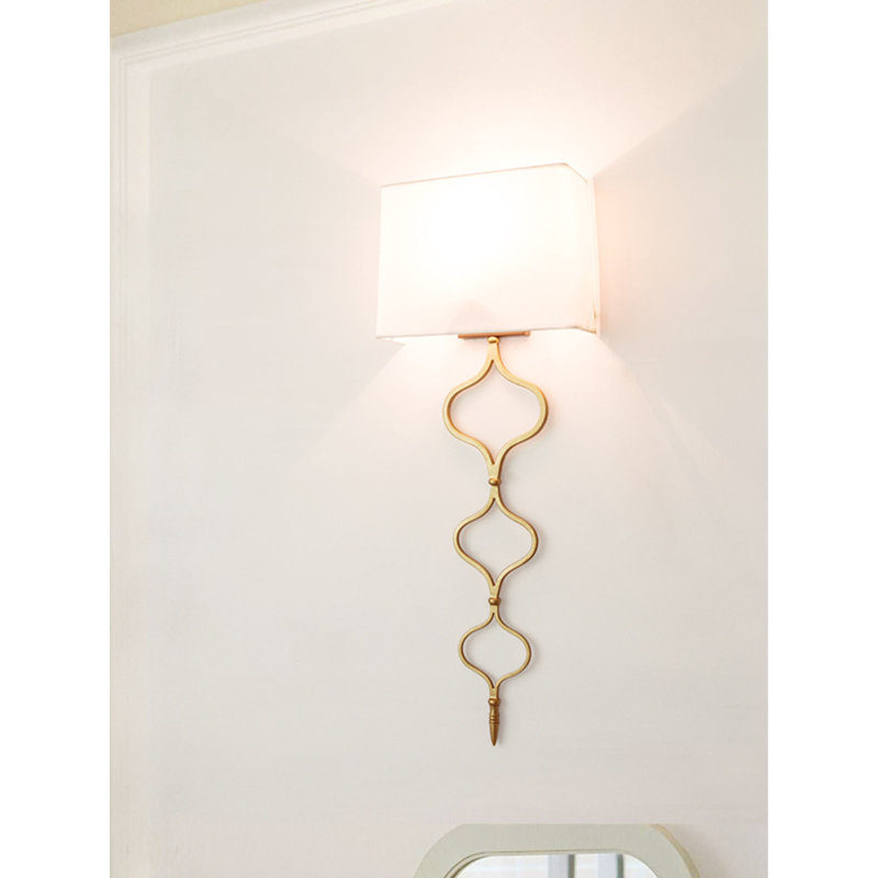Applique murale en fer forgé de couleur cuivre avec abat-jour en tissu