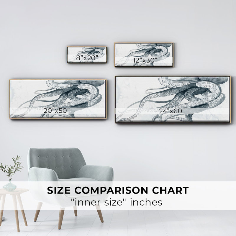 Octoipi II- Framed Canvas, 24" H x 60" W