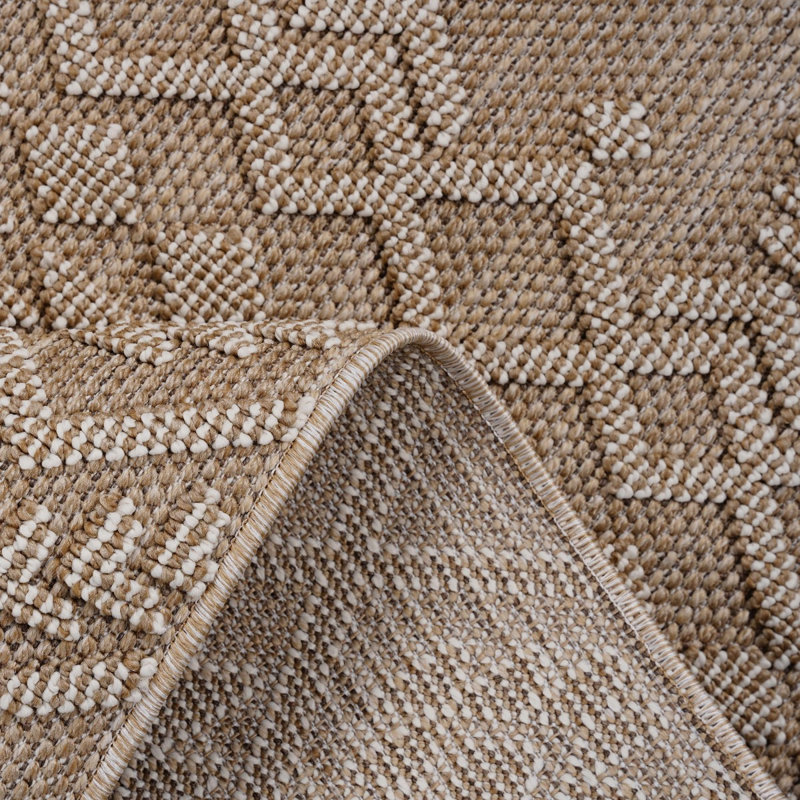 4X6 Area Rug Traditional Indoor-Outdoor, Rectangle 4' x 6'2", Natural