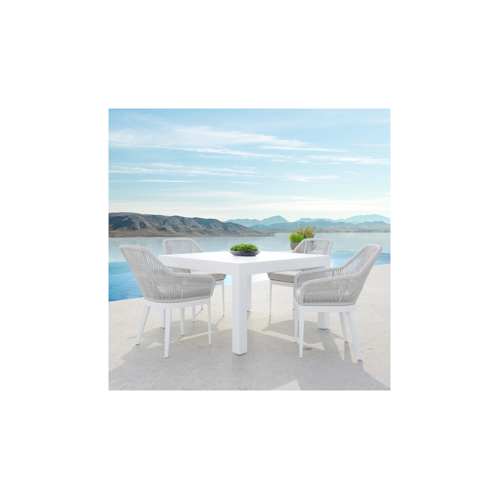 Poinsettia 36'' Outdoor Dining Table, Satin White, 29"H x 36"W x 36"W