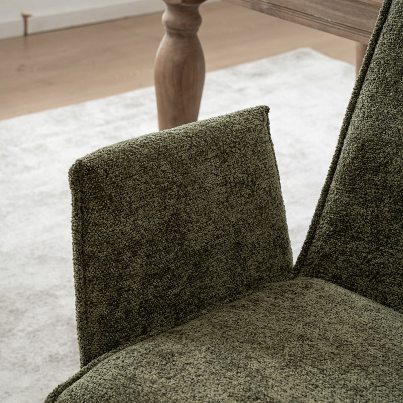 Chaise pivotante rembourrée avec pieds en métal, Vert