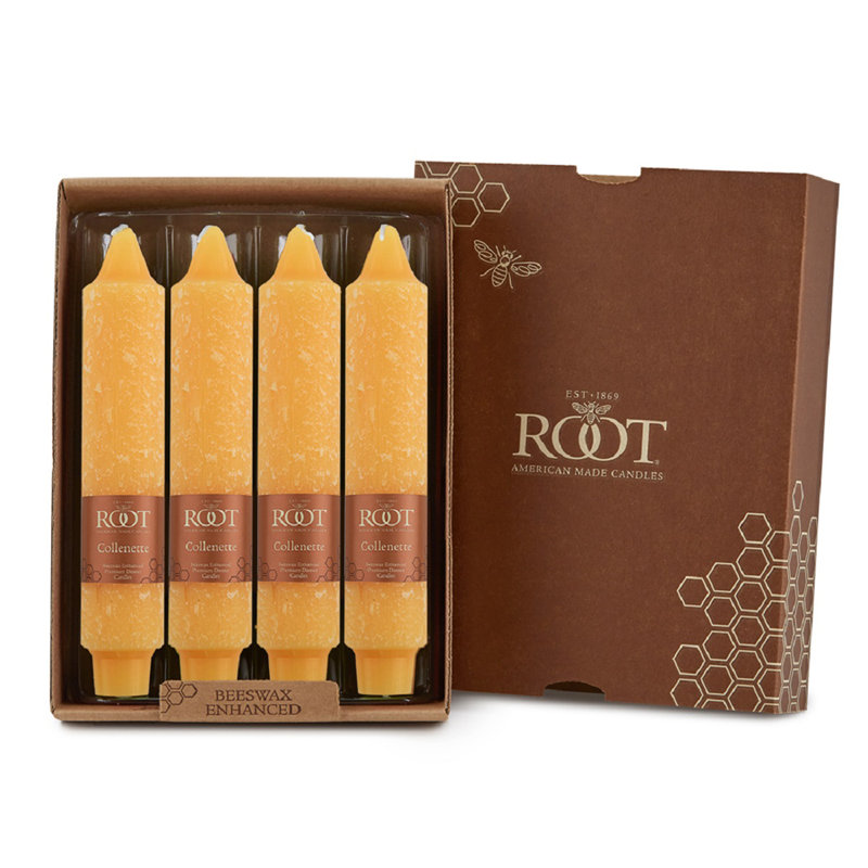 Beeswax Butterscotch Taper Dinner Candles, 9-Inch Set