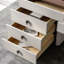 Bureau rectangulaire à 6 tiroirs en bois manufacturé brun noisette + blanc beige-243290611-243290613