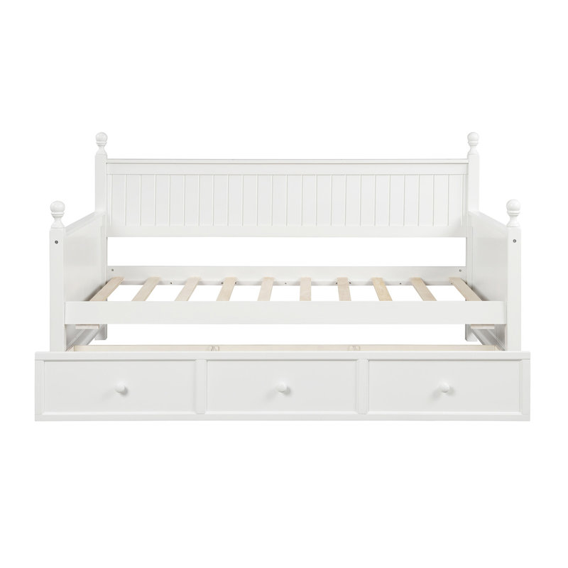Lit de jour simple en bois robuste avec trois tiroirs, aucun sommier requis, parfait pour une vie moderne et peu encombrante
