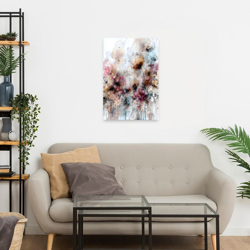 Soft Abstract Poppies Abstract Contemporary Delicate Poppy Autumn Nature Wall Art Print 1 Piece Wrapped Canvas Wall Art