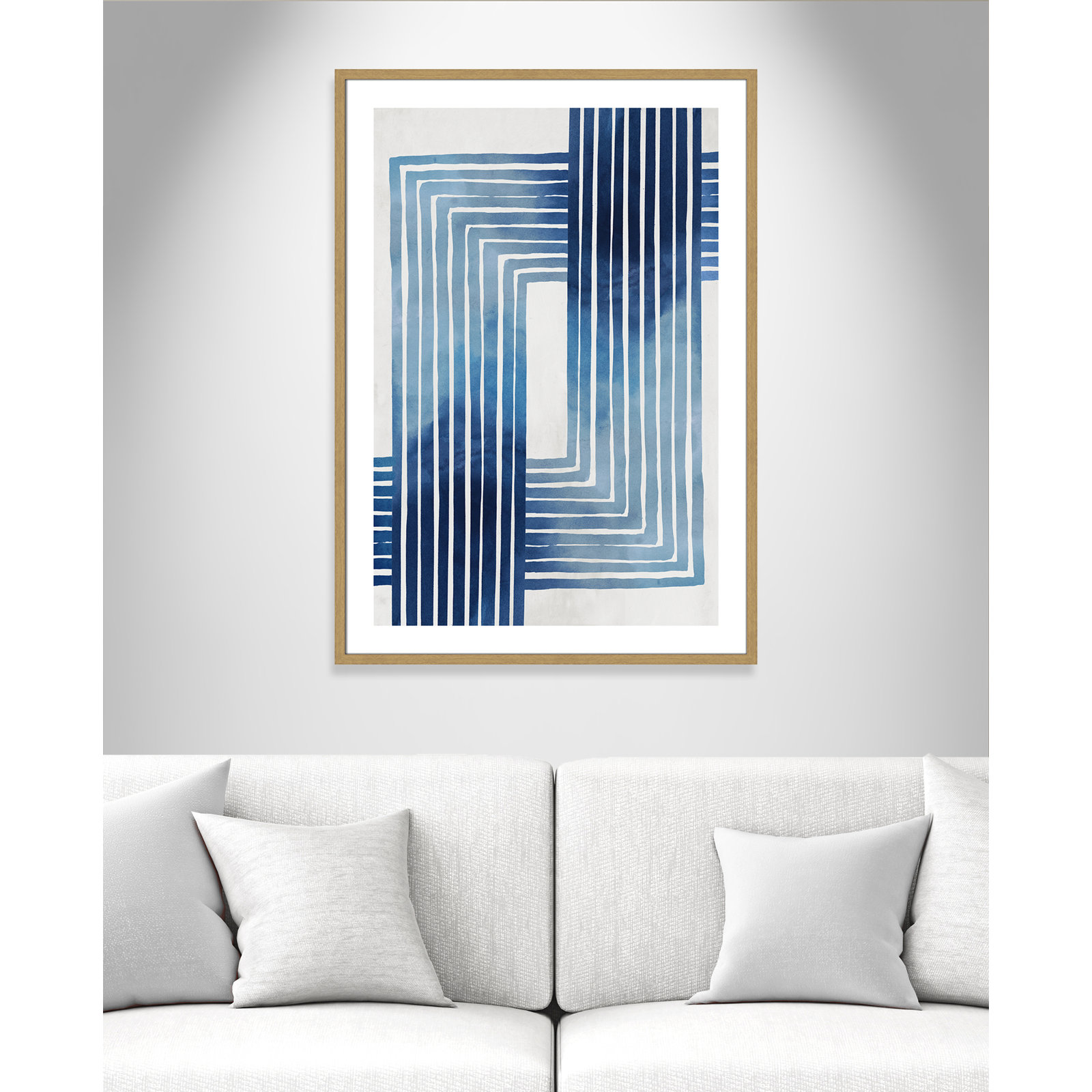 Lanny "In Unison" Painting by Eva Watts, Beige Wood Framed Paper, 41.5" H x 29.5" W x 0.75" D