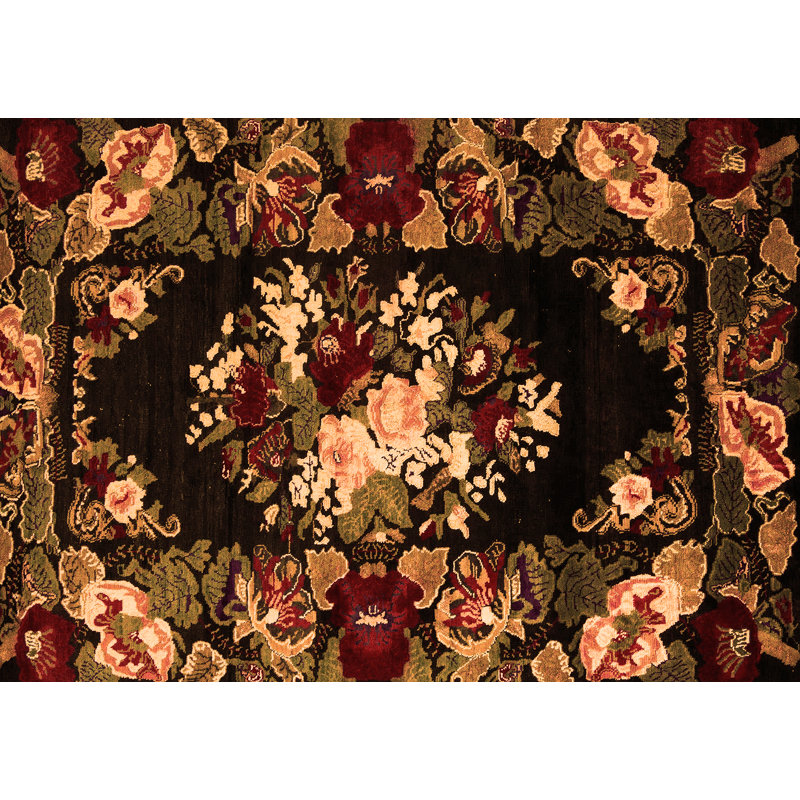 Tapis orange / brun en chenille / polyester tissé à la machine Nari, Rectangle de 5 pi x 8 pi