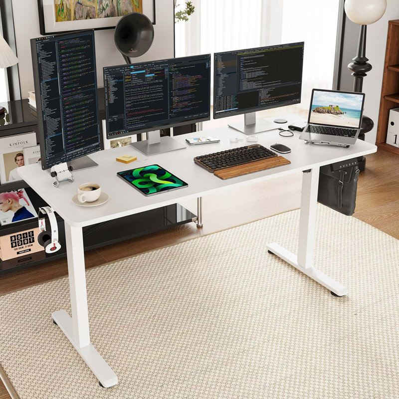 Bureau debout à hauteur ajustable Radke, Blanc, L 55,12 po x P 23,62 po