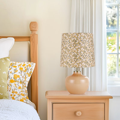 Lampe d'appoint en verre orange 15 po avec abat-jour floral pour chambre d'enfant, chambre d'adolescent