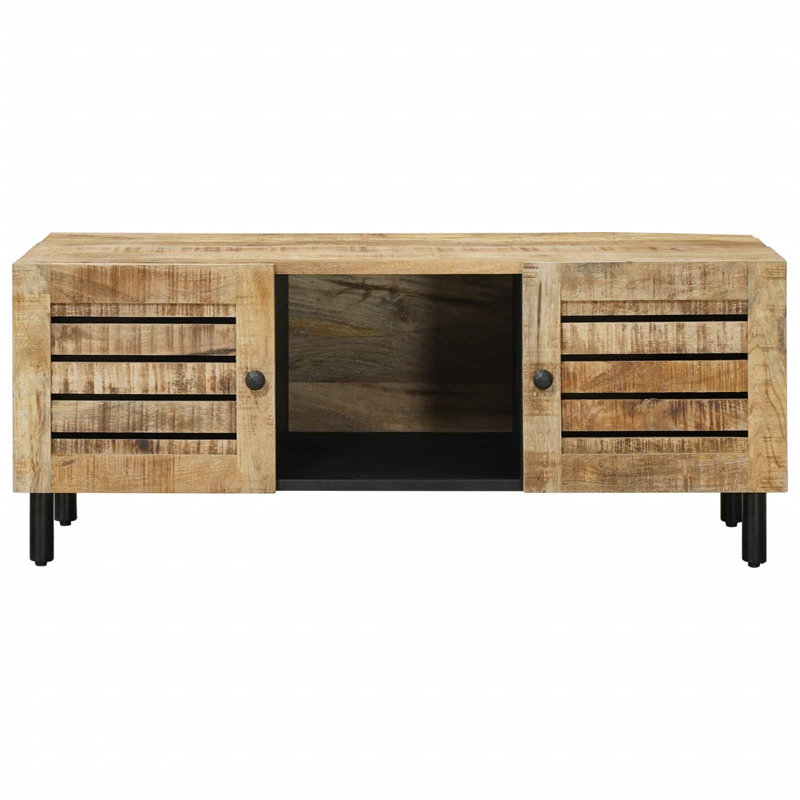  Coffee Table with Storage with Door Natural Solid Mango Wood Modern