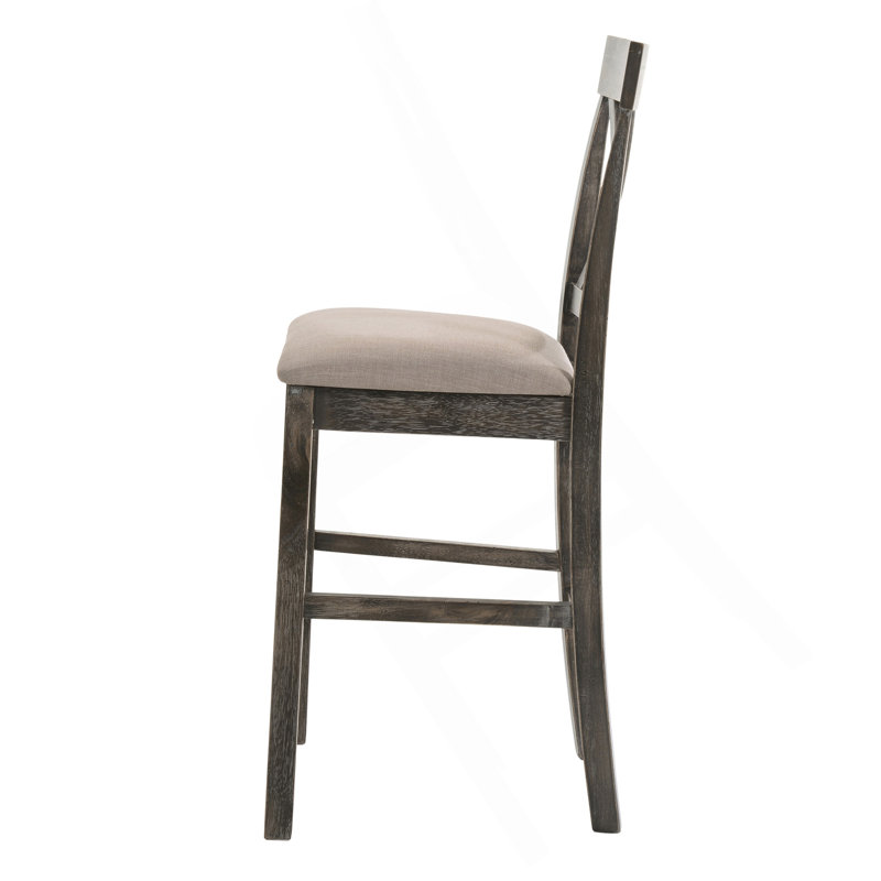 Tabourets à hauteur de comptoir brun clair et gris patiné avec dossier croisé (ensemble de 2)