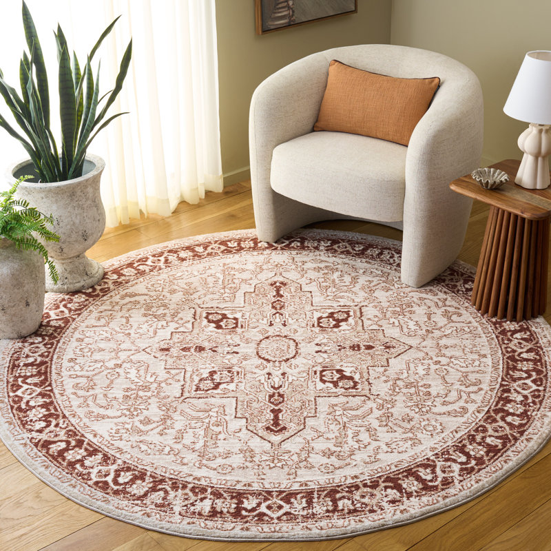 Lunara Power Loom Polyester; Jute/Sisal; Polypropylene Plastic Oriental Indoor Rug, 6'-7" x 6'-7" Round