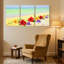 Plage, plage, fleurs, océan, ciel, sable, couleurs vibrantes, scène tropicale, ensemble de 3 impressions sur toile-476158854