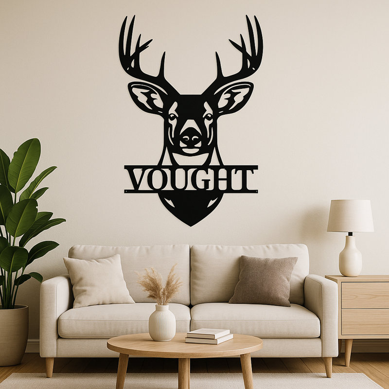 Décoration murale monogramme cerf, H 24 po x l 24 po x P 0,25 po, Oui