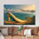 Reproduction d'art sur toile imprimée: paysage marin surréaliste par 1 K, encadré doré 1P