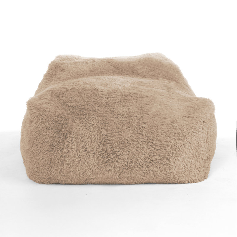 Grand fauteuil à billes brun en fausse fourrure