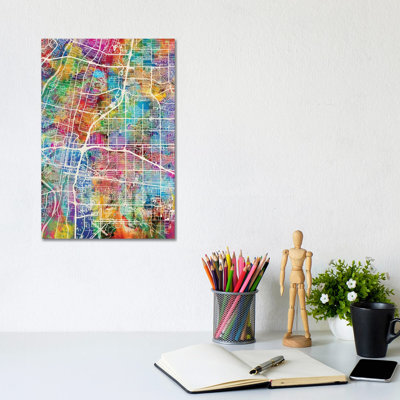 Albuquerque New Mexico City Street Map I by Michael Tompsett - Wrapped Canvas Gallery-Wrapped Canvas Giclée