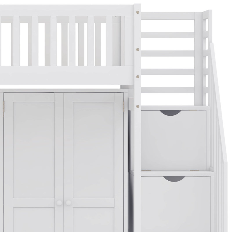 Imantas Kids Twin Loft Bed with Drawers, White