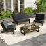 Polett Outdoor Conversation Solid Wood Group With Armless Chair And Loveseat And Coffee Table