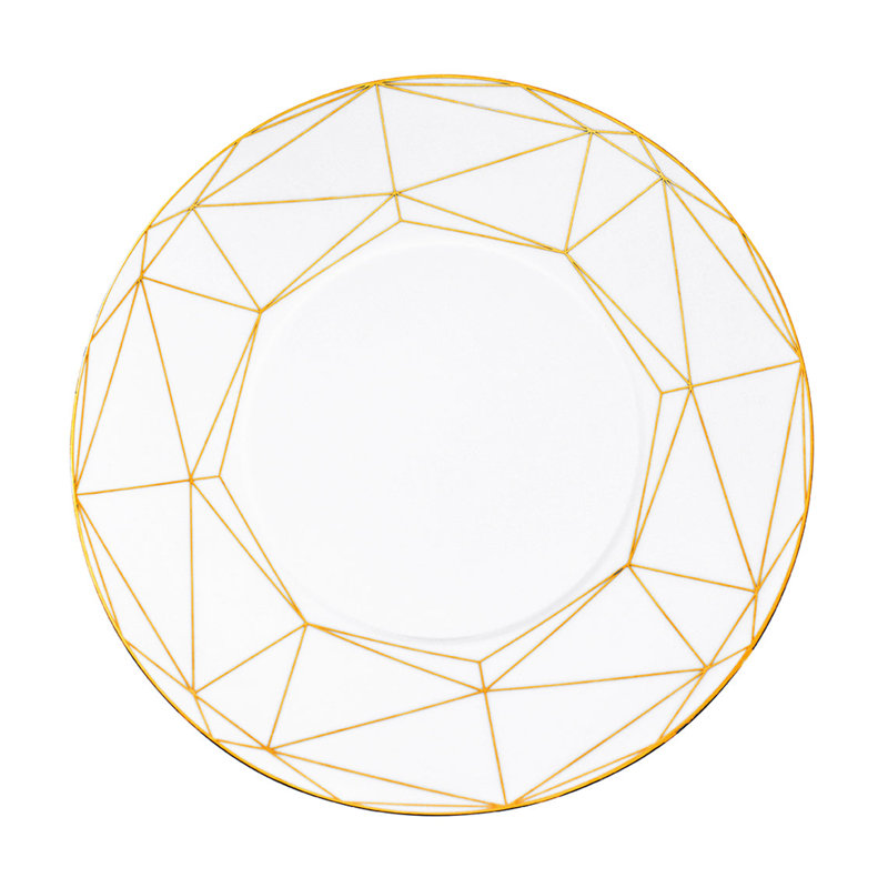 Gem Cut Gold Bone China Dinner Plate