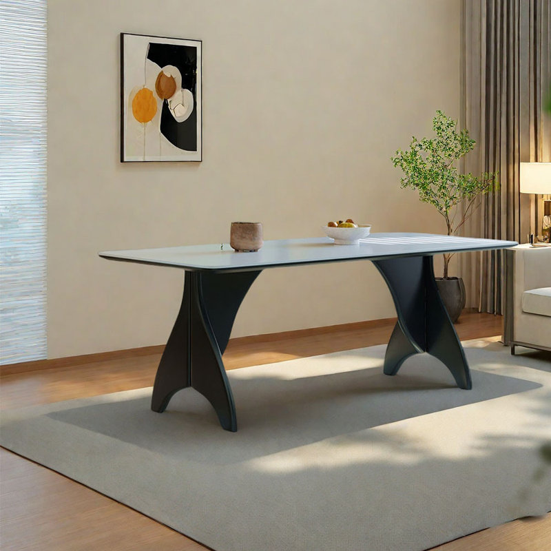 Table de salle à manger en frêne, H 29,53 po x L 62,99 po x l 31,5 po, Noir