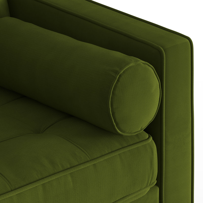 Canapé modulaire à méridienne réversible Geo, Velours performance vert forêt Bella