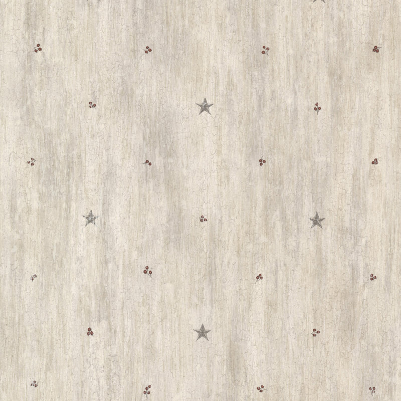 Papier peint embossé 33 'x 20,5 "Countryside Barnstar & Sprigs, gris