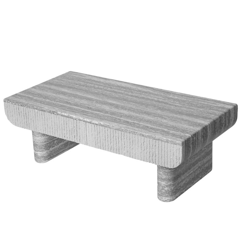 Table basse avec plateau en bois, tiroir cannelé, H 15,75 po x l 46,85 po x P 23,62 po, Gris