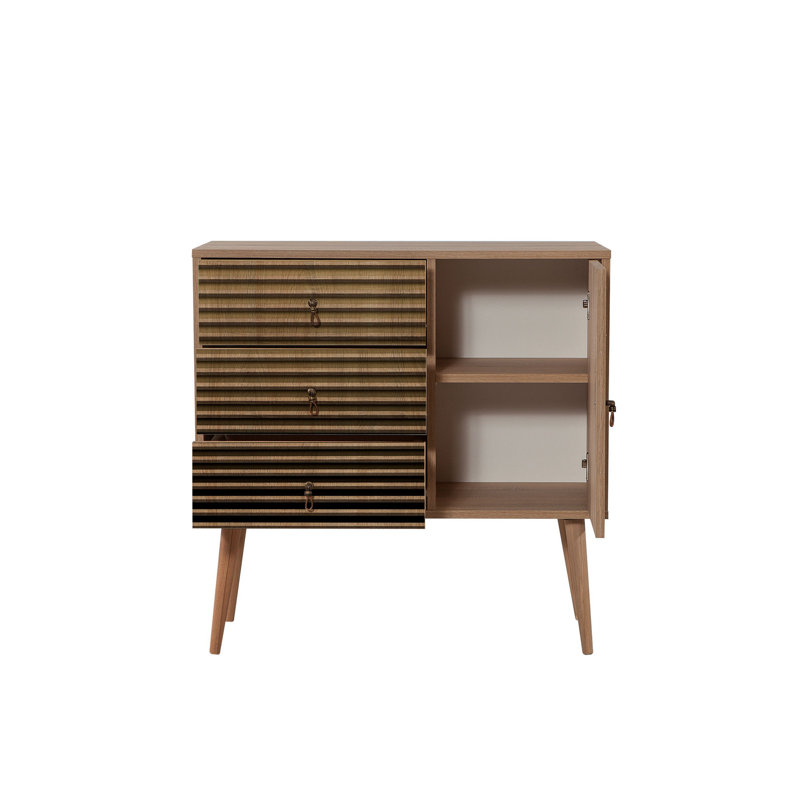Commode combinée 3 tiroirs l 35,4 "Schulters, Jaune / noir / beige