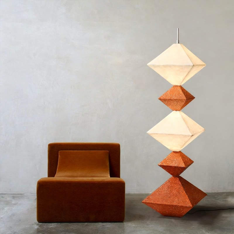 Resin Frameless Home Abstract Floor Lamp, Orange