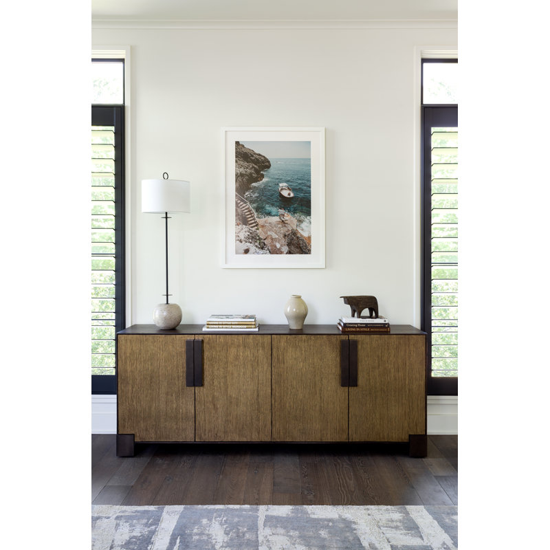 Riviera 80'' Brown Wood and Metal Sideboard with Storage