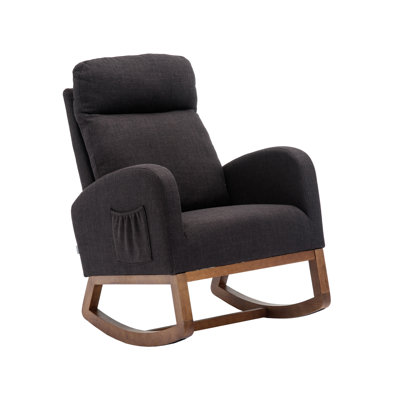 Rocking Chair, Modern Glider Chair, Recliner Armchair With Wood Legs And Side Pocket, Nursery Rocking Accent Chair With High Back For Living Room Bedr -  Latitude Run®, 2E7C66DC2A8C4D048A9680CC2AD927F2