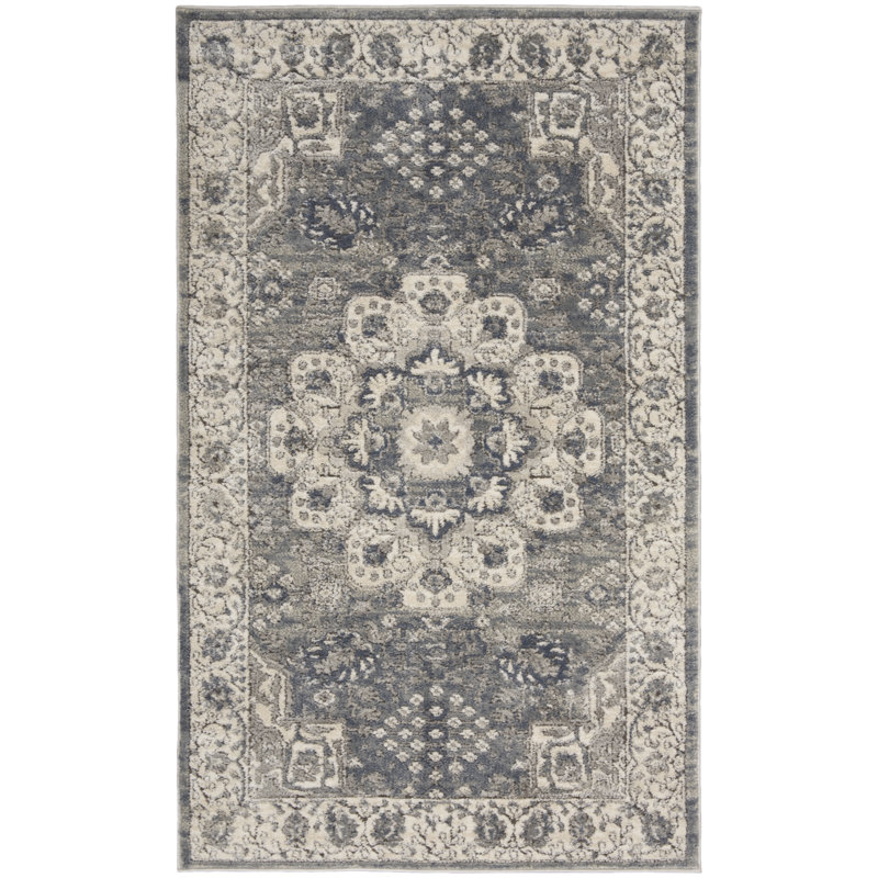 Tapis gris antidérapant gris et ivoire