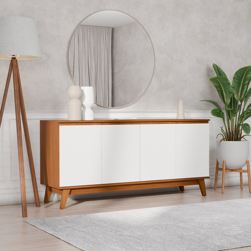 Tokyo 4-door Sideboard With Soft-close Doors, Brown/White