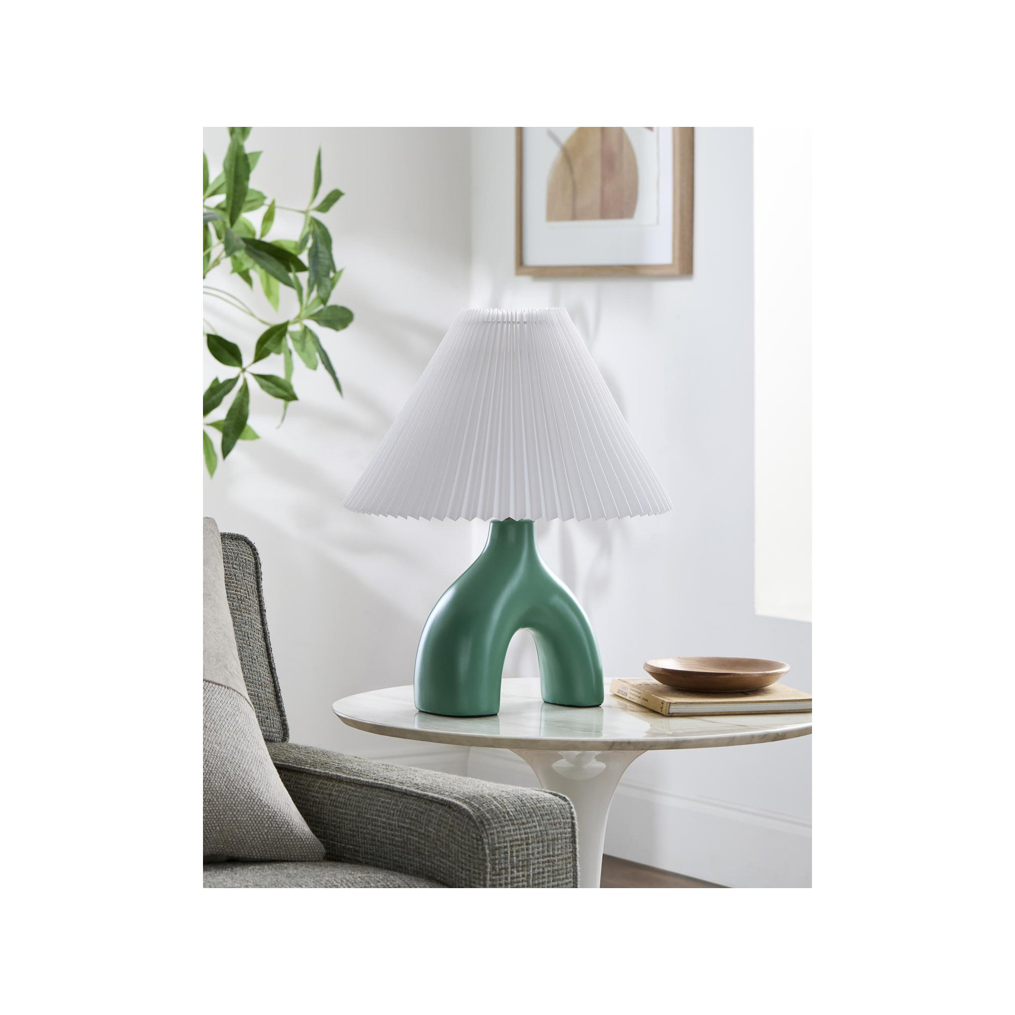 Celes Table Lamp, White, Green