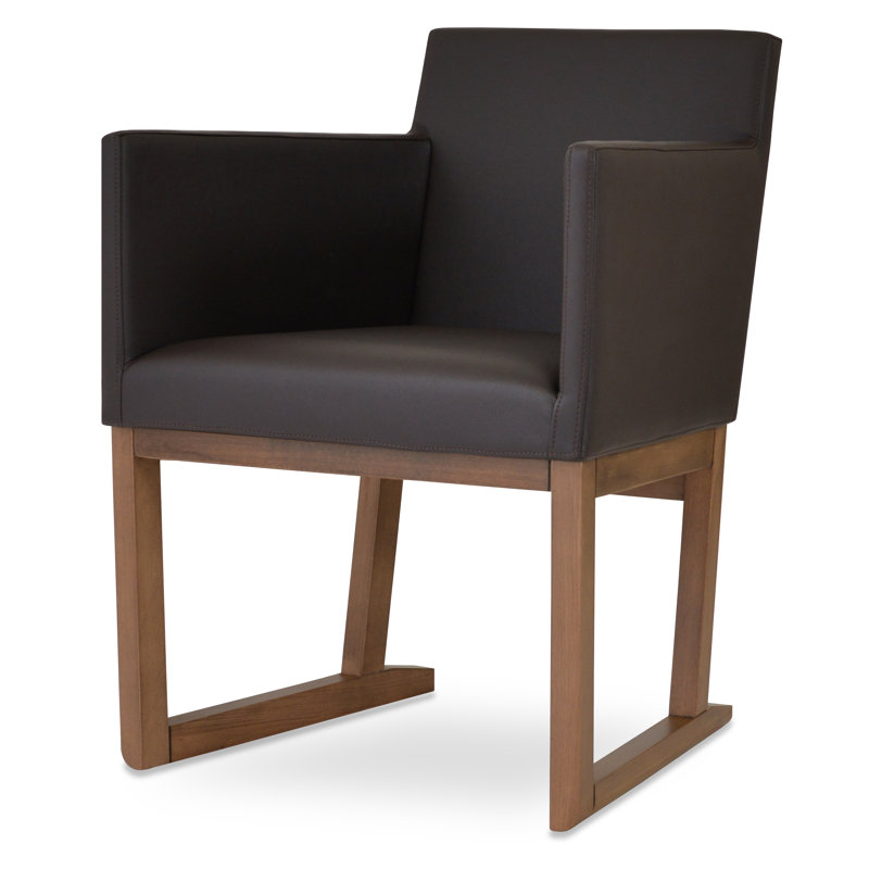 Chaise avec accoudoirs tapissier Harput, Brun