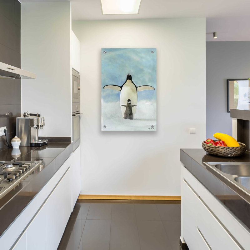 «Penguins» par Stellar Design Studio, art mural en verre acrylique, H 36 po x l 24 po x P 0,2 po