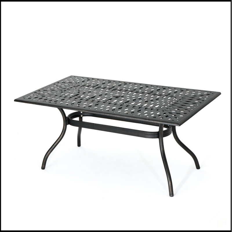 Table de salle à manger rectangulaire en fonte d'aluminium de 68 pouces AUSTIN, durable et élégante