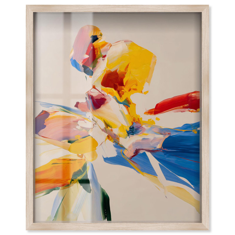 «Flippant Bloom I Shadowbox Print», art mural moderne par Art Remedy, H 37 po x l 31 po, Crème, crème
